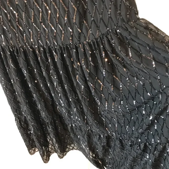 Zara black sequin asymmetrical maxi formal evening dress size XL - Picture 7 of 8